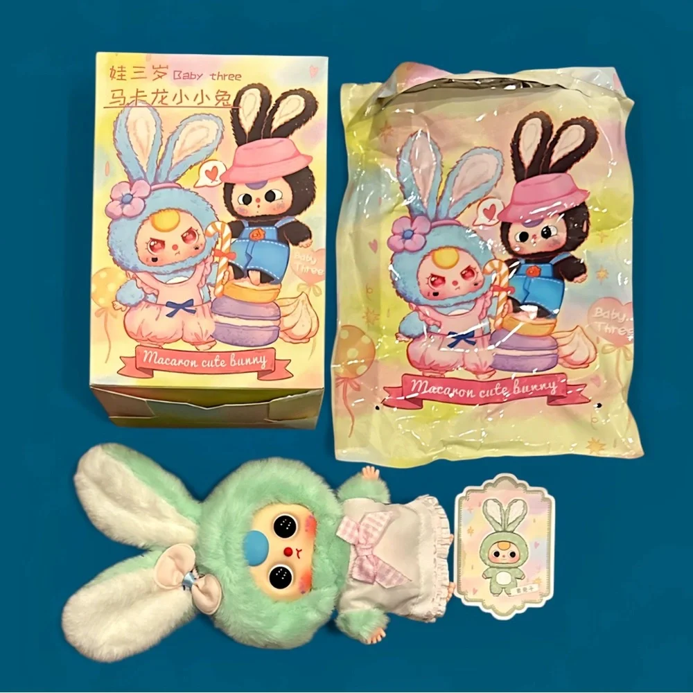 Baby Three Macaron Rabbit Stuffed Pendant